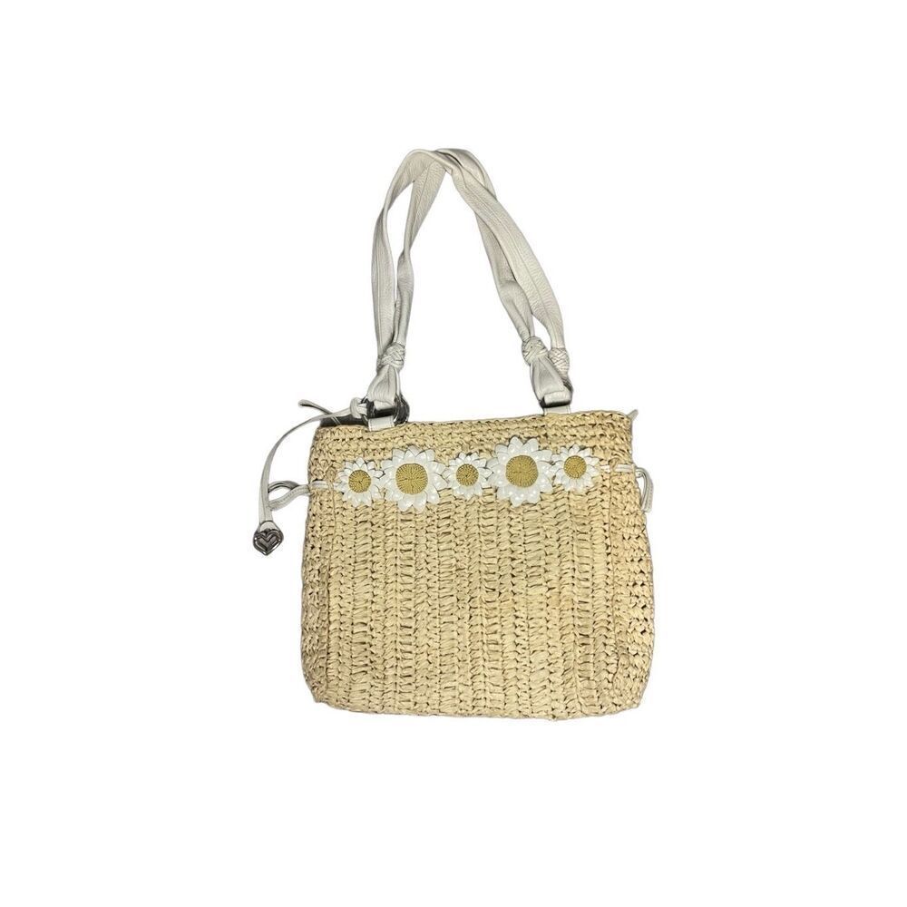 Brighton Daisy Floral Straw Shoulder Purse